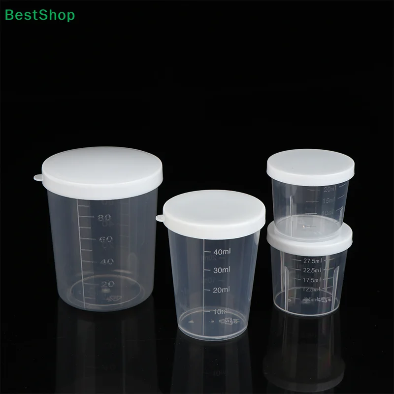 ♥10Pcs Plastic Measuring Cup Set with Lids-Graduated Lab/Kitchen Storage Cups,Leakproof Small Container for Liquids & Powders