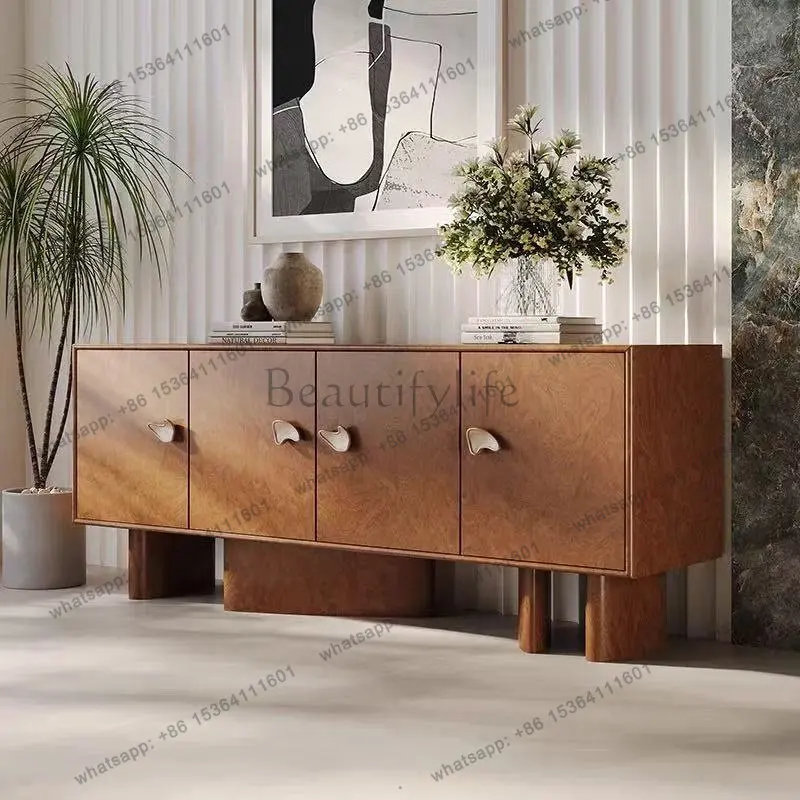Retro living room Italian high-end door cabinet Solid wood locker