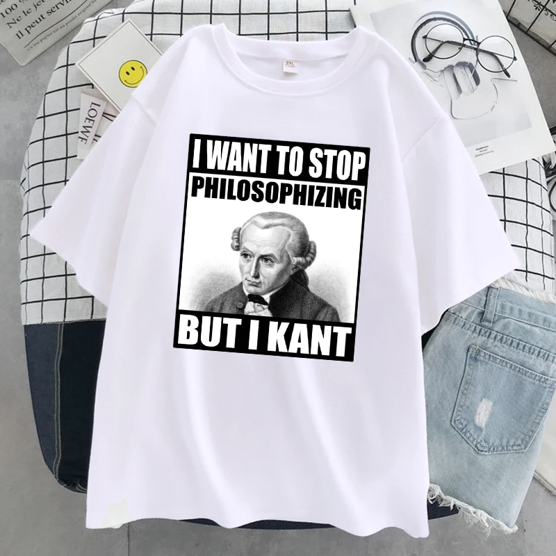 Kant Meme Philosophy Fun T-shirt Women's Hip Hop Fashion Short Sleeve Summer Casual Women's Versatile Soft Harajuku T-shirt