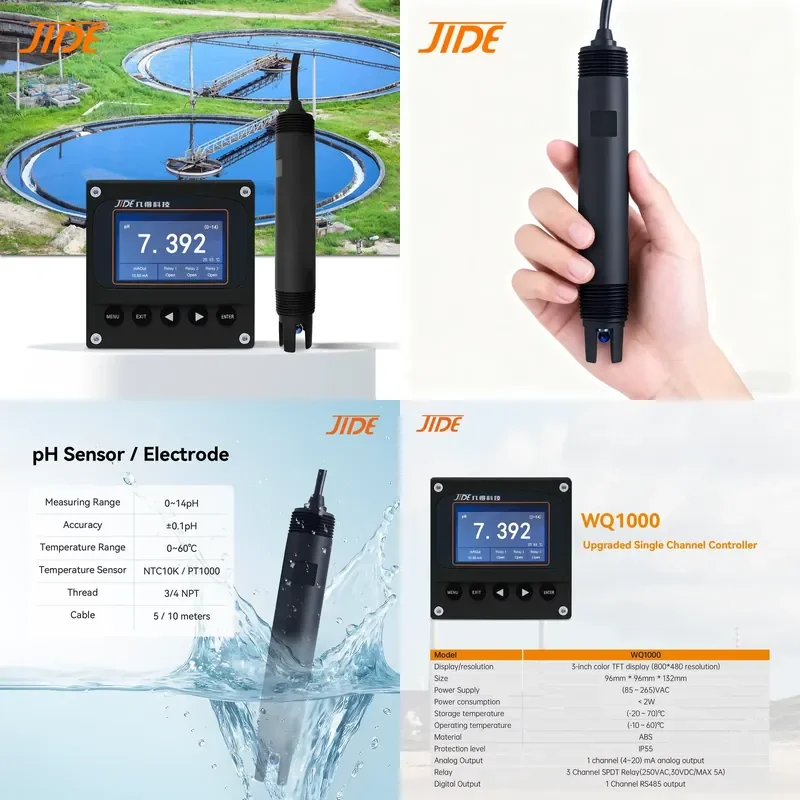 High Quality pH Sensor for Water Treatment pH Controller Long Life pH Electrode Transmitter