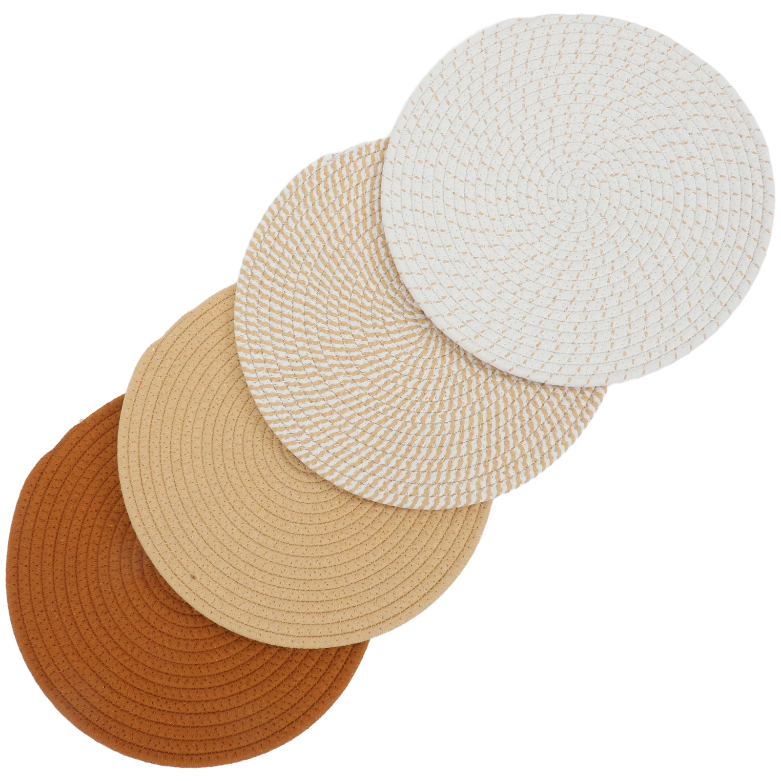 

4 Pcs Insulation Placemats Hot Pot Holder Mats Cotton Rope Woven Countertop Round Table Decor Modern Heat Resistant