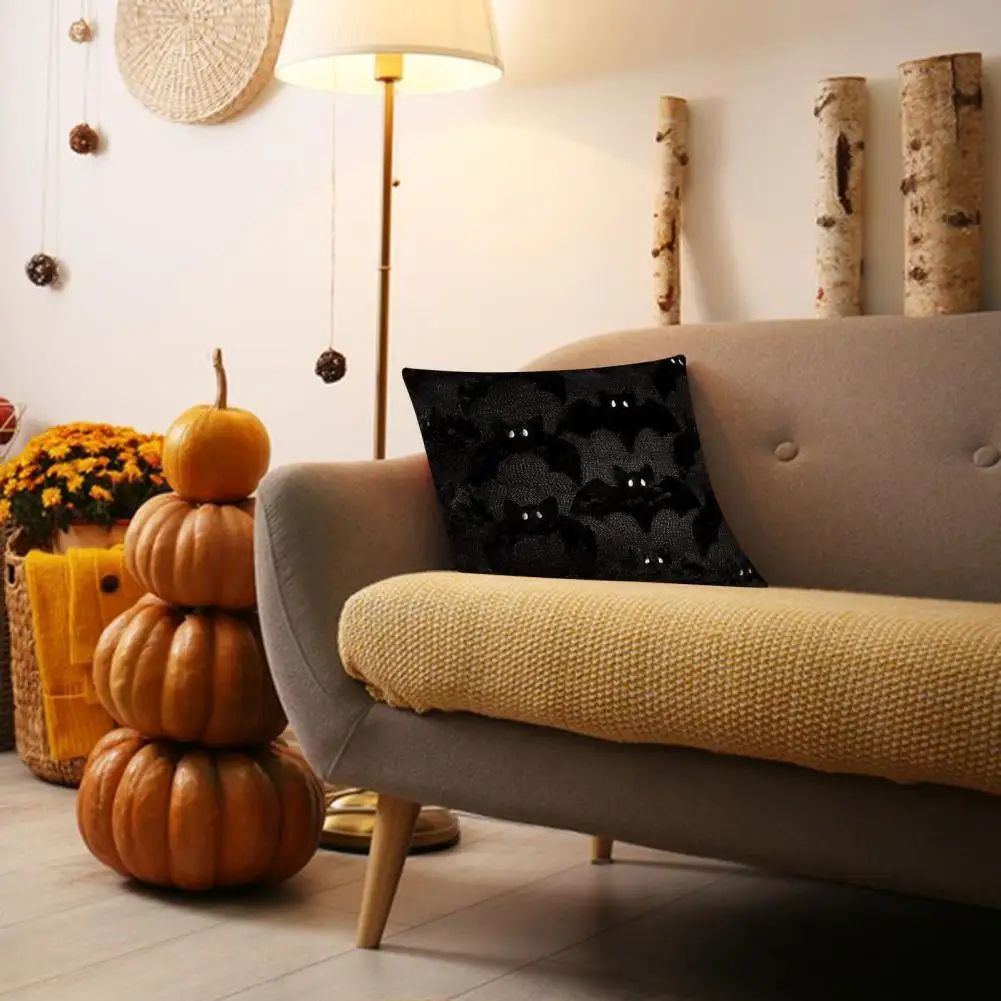 Worry-free Pillowcase Spooky Halloween Pillow Cover Set Ghost Bat Plush Throw Pillow Cases for Home Decor Zippered for Room