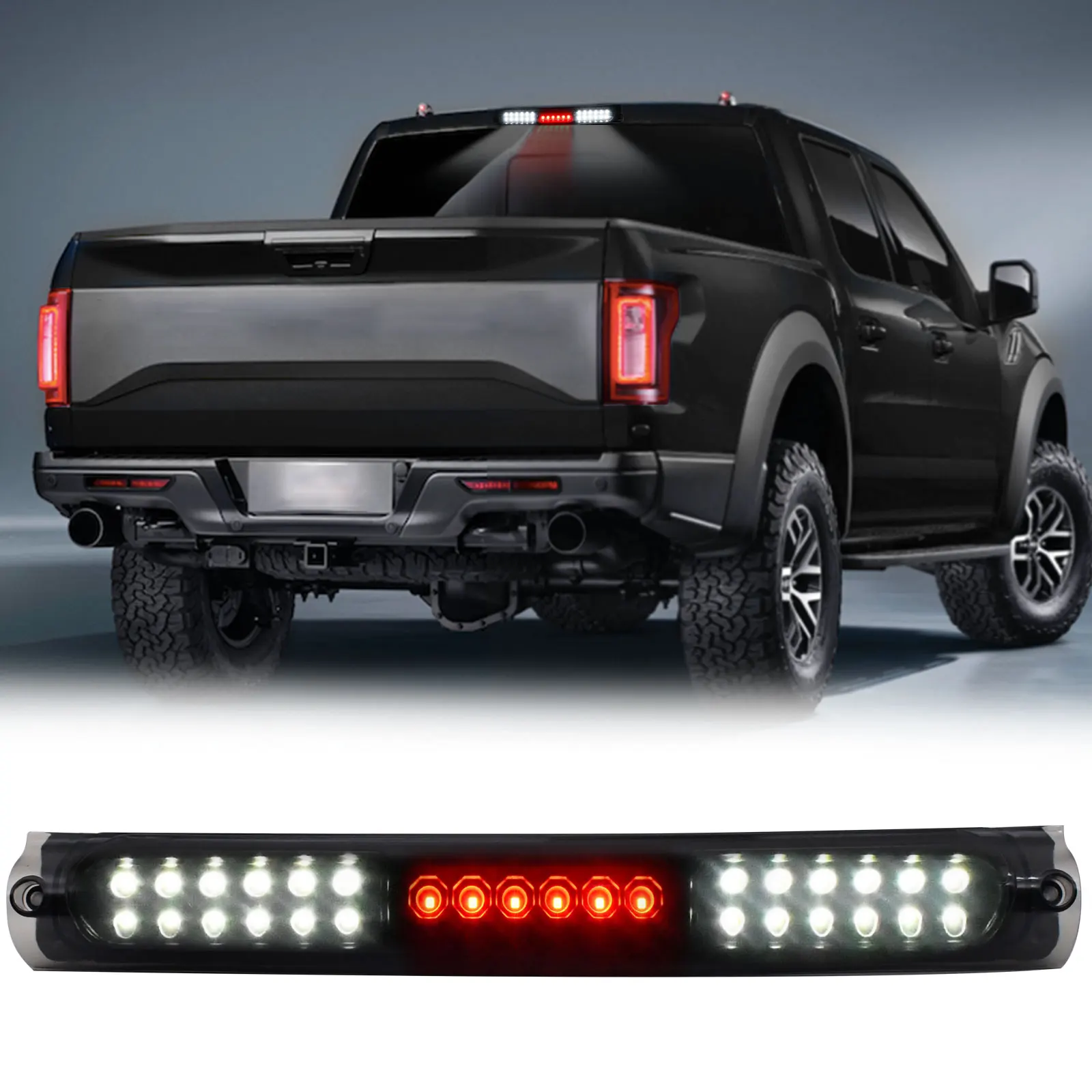 Para Ford F150 1997 - 2003 Heritage Excursion LED tercera luz de freno carga tercera luz de freno de montaje alto carcasa negra lente ahumada