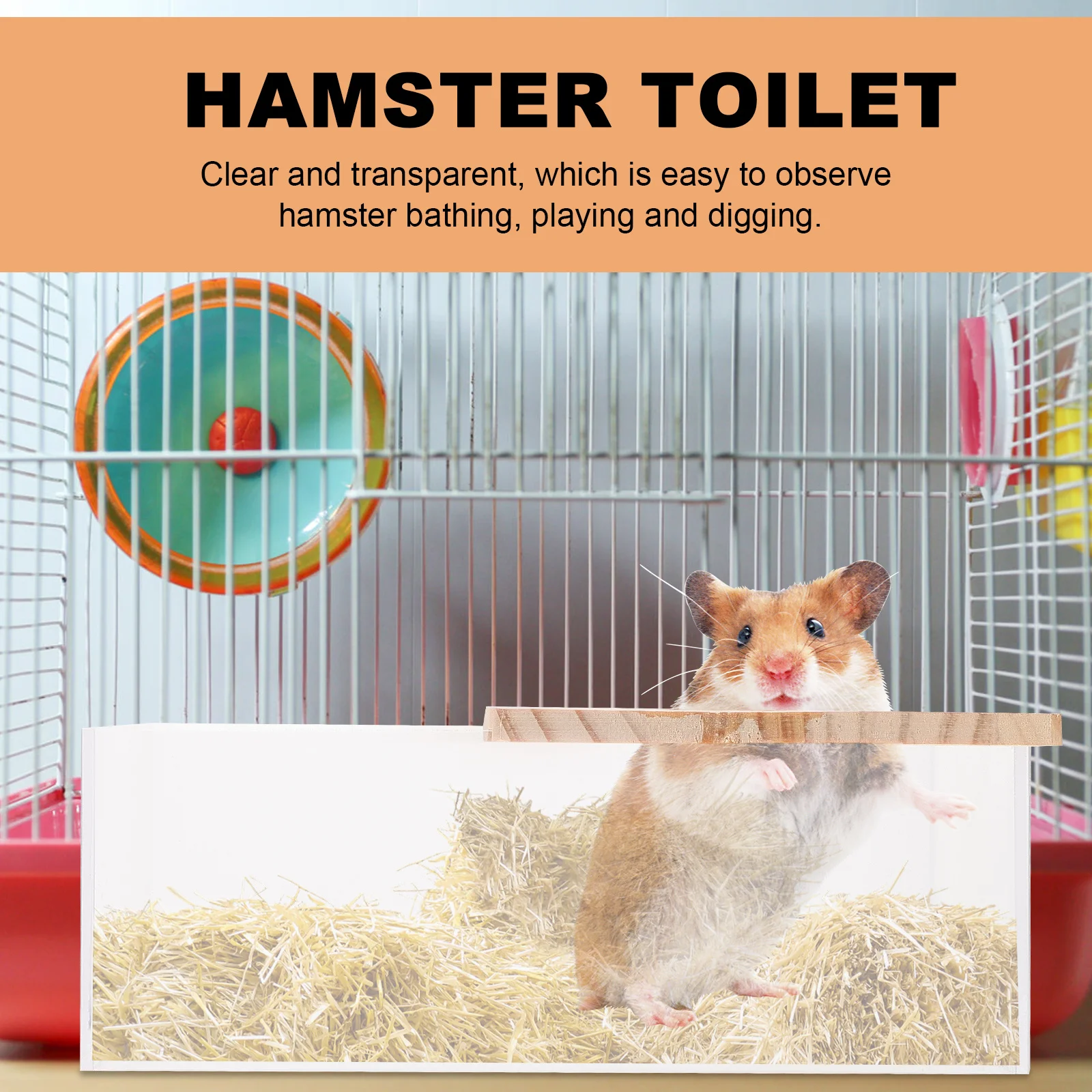 

1pc Bath Box For Hamster Rat Gerbils Transparent Bathtub Clear Toilet Small Pet Supplies Bathtub Digging Sand Container Hamster