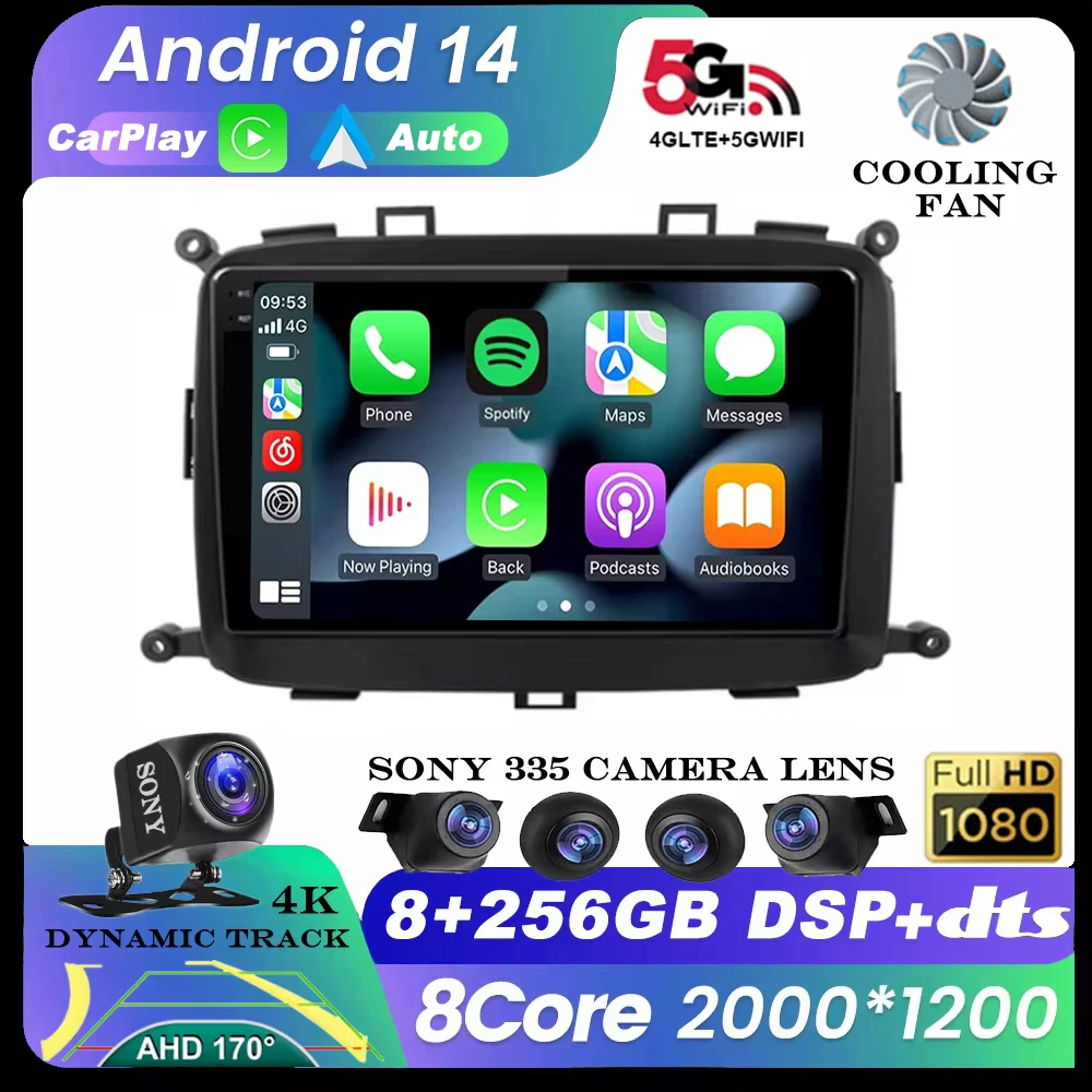 Android 14 For Kia Carens 2013 2014 2015 2016 2017 2018 Car Radio Multimedia Video Player Navigation GPS Auto Carplay BT QLED 4G