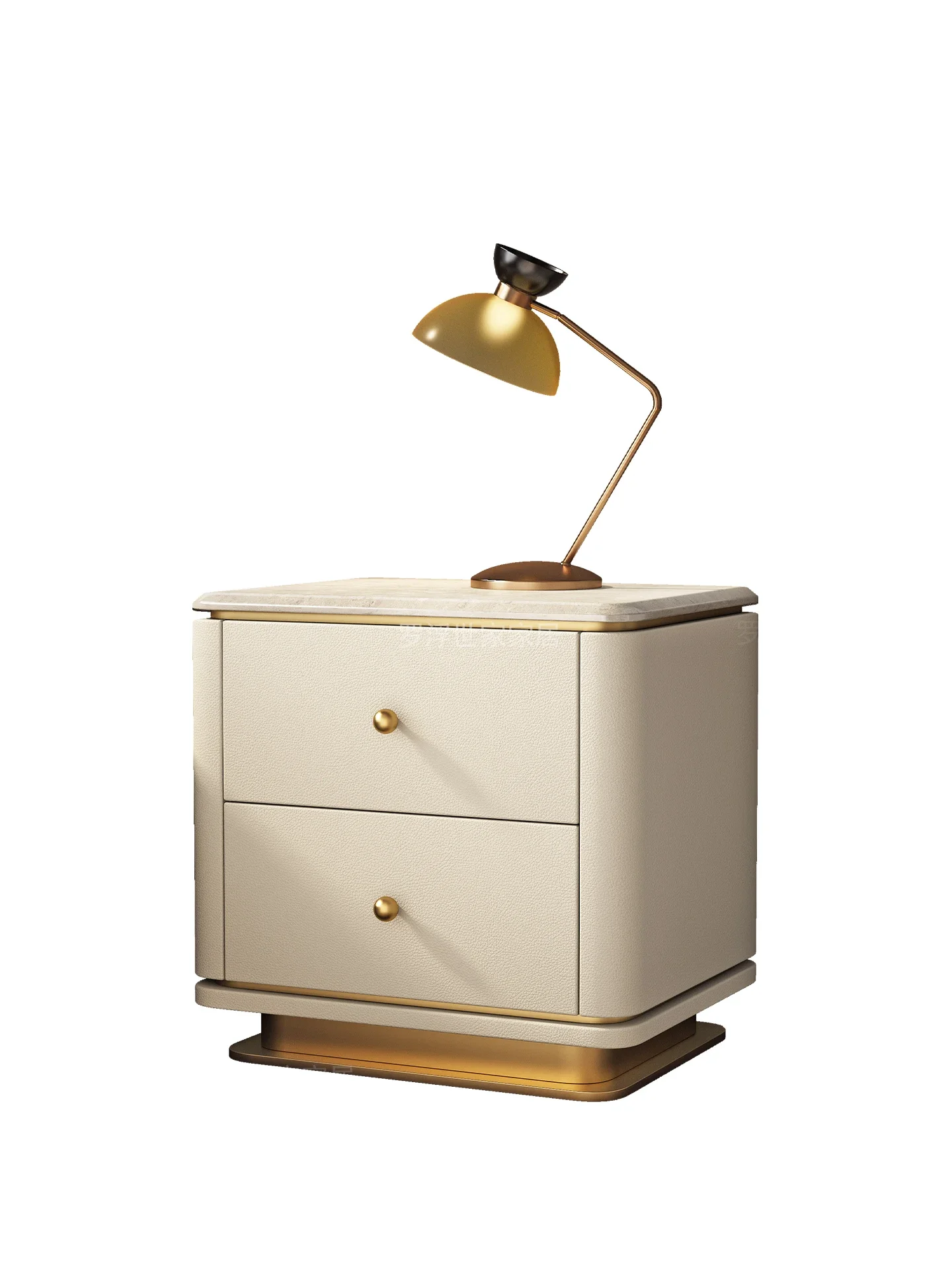 Bedside table Natural marble Solid wood Italian light luxury High sense Niche designer New bedroom storage