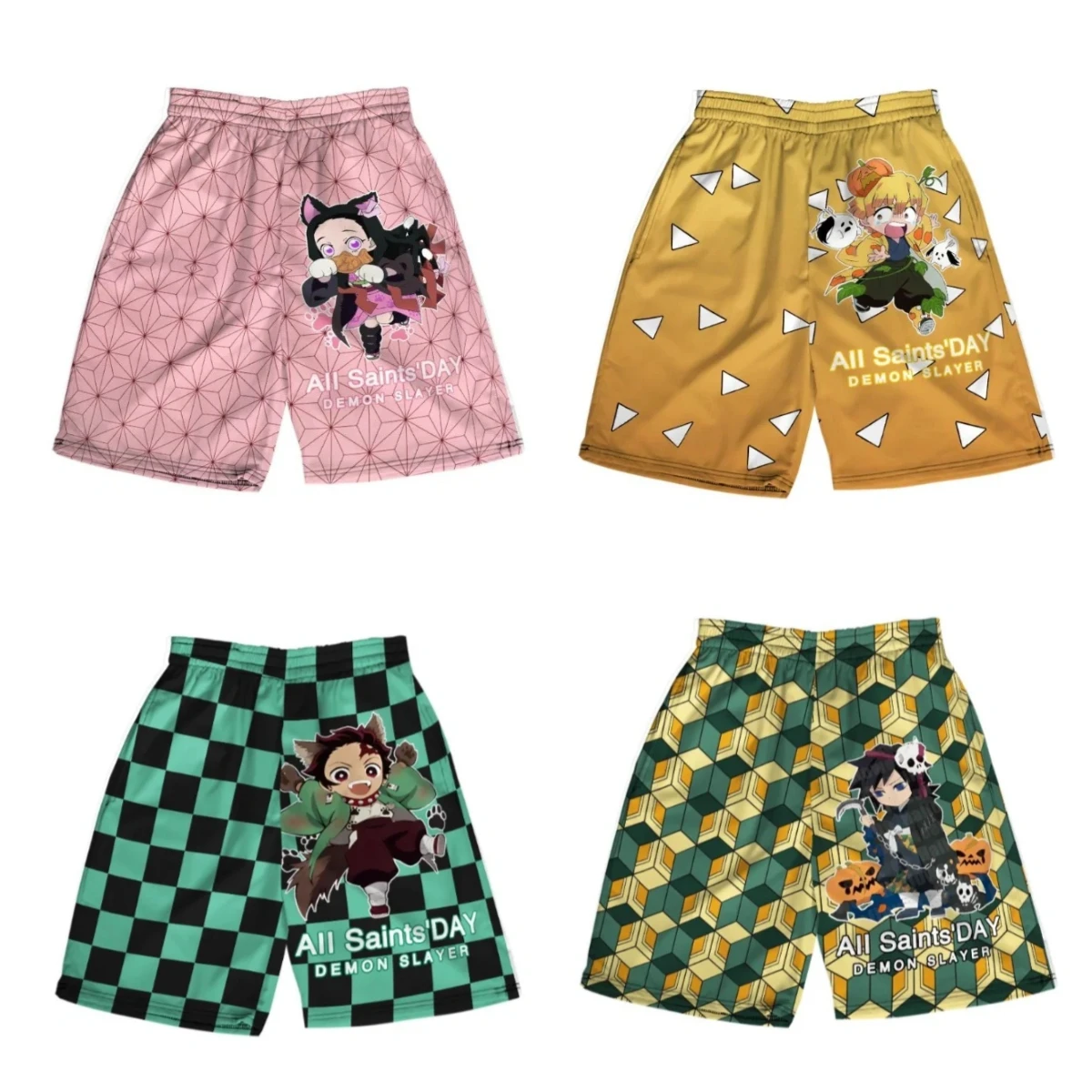Demon Slayer 3D-gedruckte Freizeit-Sportshorts für Erwachsene und Kinder, vielseitige Strandshorts für Paare und Familien