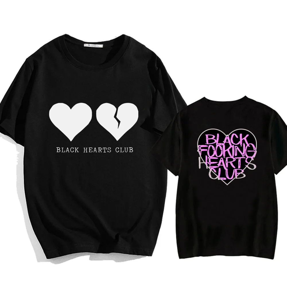 YungBlud Black Hearts Club Tshirts MEN Grunge Oversized T-shirts 100% Cotton Alternative Rock T Shirts Harajuku High Street Tops