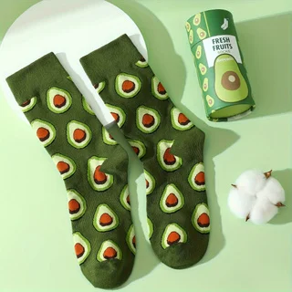 1 pair of fashionable, unique, and fun avocado patterned men\'s and women\'s gift socks, suitable for all seasons