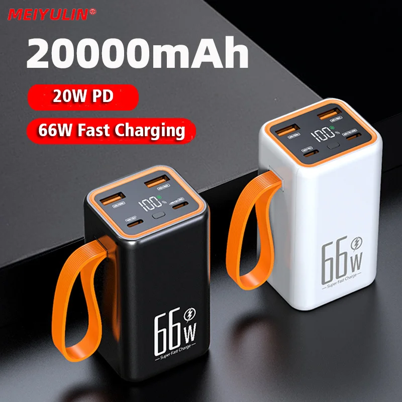 

20000mAh Portable Power Bank 66W Super Fast Charge External Battery 10000mAh Powerbank With Digital Display For iPhone Xiaomi