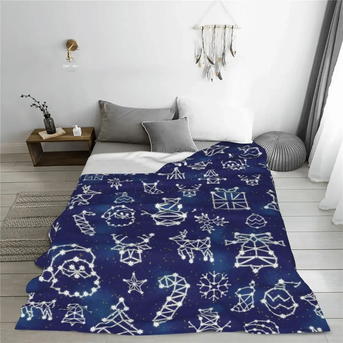 Winter Christmas Constellations Starry Blanket Coral Fleece Plush Summer Breathable Throw Blankets for Home Bedroom Quilt
