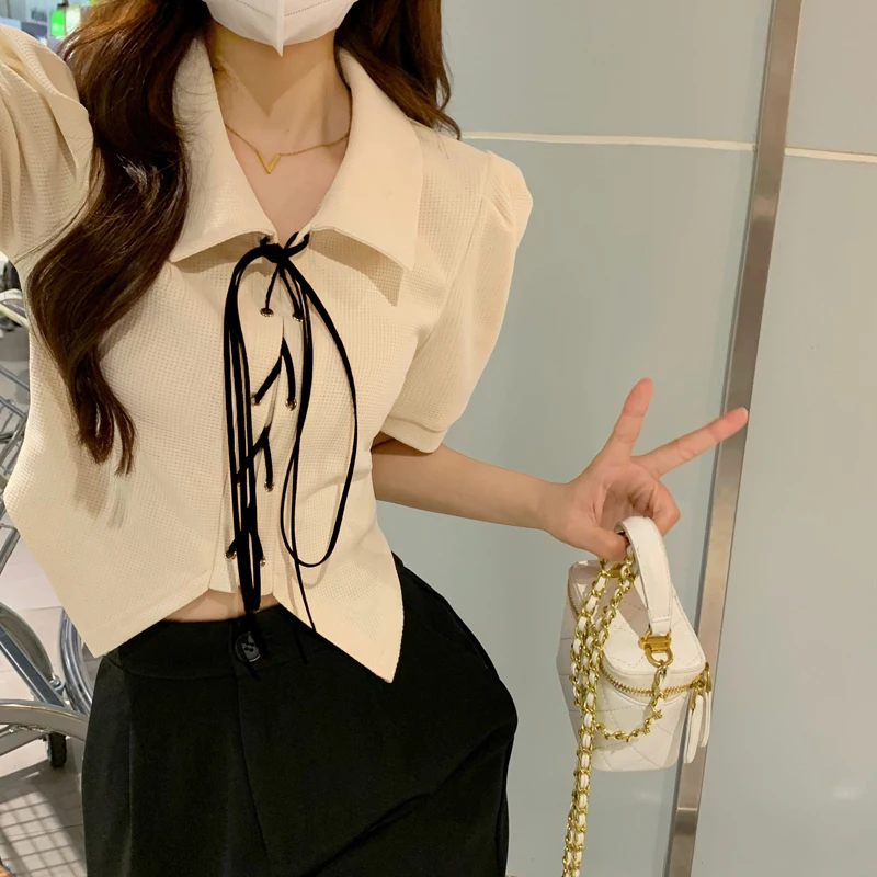 

Chic ort Sve irt Women's Autumn Design Unique ature Poodle Collar Ele ort Length Spicy Top for Young Women