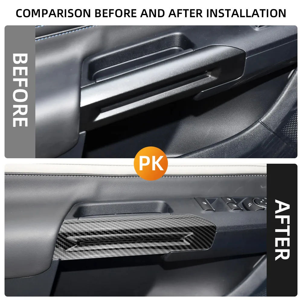 

Имитация углеродного волокна, внутренняя дверь, подлокотник, декоративные накладки, наклейки для Ford Mustang 2016-2022, автомобильные аксессуары