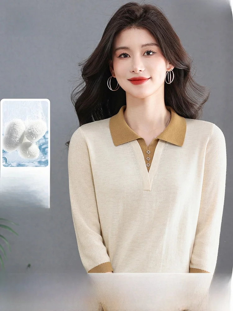 

Snow Flying Korean Style Neck Knitted Sweater Silk Wool Blend Spring Autumn New Ladies Sweater Soft Comfortable Fit Over...