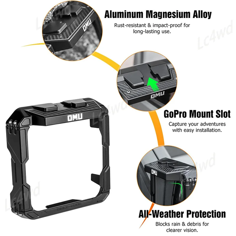 LC4WD 4x4 Accessories OMU Side Rearview Mirror Cover Guard Rain Shied Frame For Jeep Wrangler JK JL Gladiator JT 2007-2026