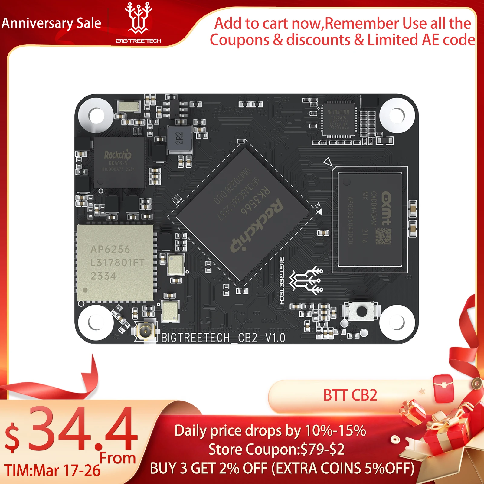 BIGTREETECH BTT CB2 Core Board SKR MINI E3 V3.0 Manta M8P For Klipper 3D Printer Parts VS Raspberry Pi 4/3B For Voron