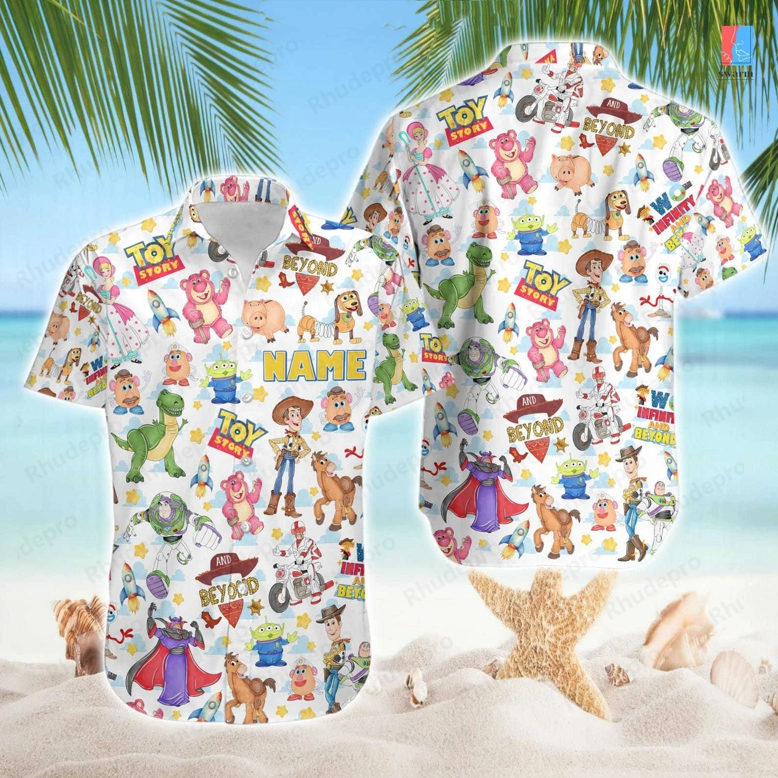 디즈니 버즈 라이트이어 토이 스토리 하와이안 셔츠 남녀 아동용 탑 여름 캐주얼 반팔 버튼업 셔츠 비치 셔츠