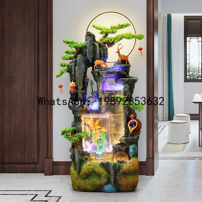 FZ   New Chinese Style Rockery Water Flow Ornament Living Room Humidifier Fish Tank Circulating New Home Opening Gift Decoration