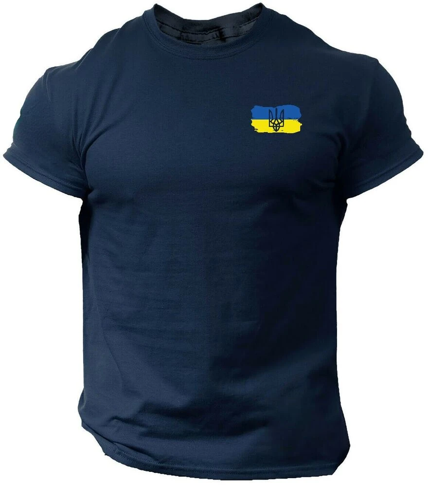 Ukraine Trident Flag Coat of Arms Military Men T-Shirt Short Sleeve Casual Cotton O-Neck Summer T Shirts