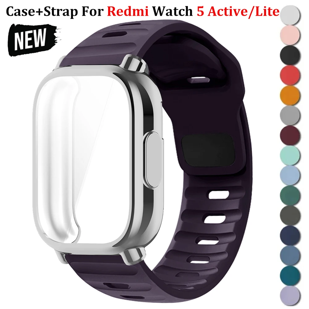 Schutzhülle + Silikonarmband für Xiaomi Redmi Watch 5 Active/5 Lite, vollständiger Bildschirm, TPU-Softshell und atmungsaktives Sportarmband