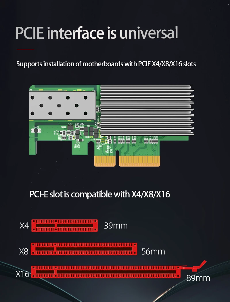 XikeStor 10G Optischer Port-Netzwerkkarte, RJ45 Elektrischer Port, unterstützt volle Geschwindigkeitsanpassung, SKN-8127AF-1SFP – Detail 4
