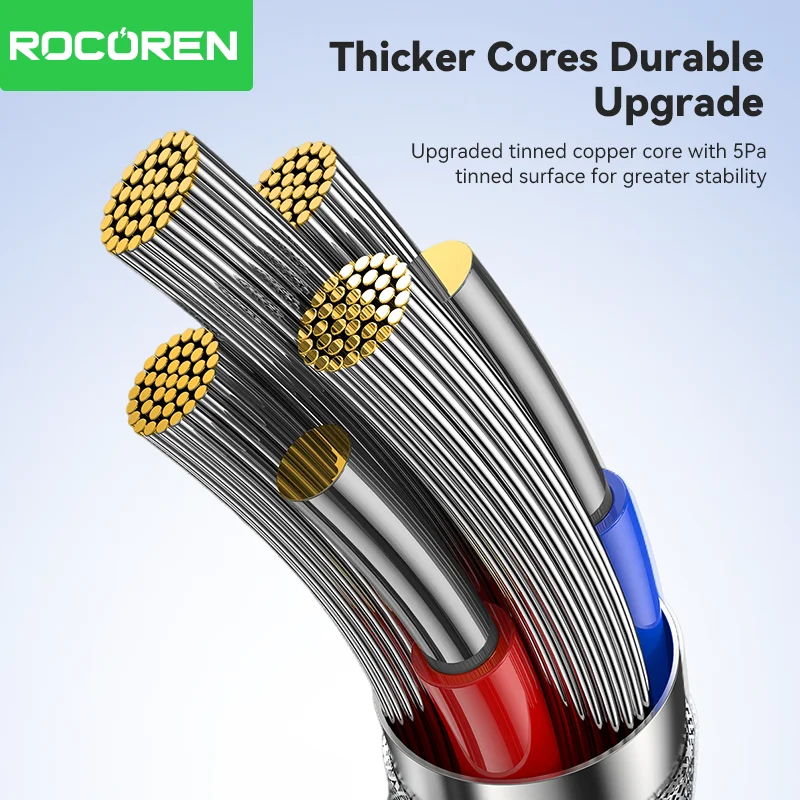 Rocoren 100W USB Type C Cable With Digital Display 5A PD3.1 Fast Charge Type-C Cable For MacBook iPhone 16 15 Pro Samsung Xiaomi