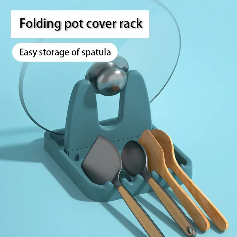 1pc Foldable Pot Lid Rack  Stand Kitchen Organizer Plastic Spoon Holderfor Fork Spatula Rack Pan Cover Shelf Tableware  Lid Rack