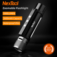 NexTool 6-in-1 Outdoor 1000lm Side-light Zoomable Alarm Flashlight S.O.S Light Rechargeable Mobile Power Bank Magnetic Camping