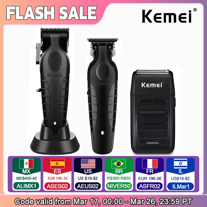 Kemei KM-2296 KM-2299 KM-1102 Professional Hair Clipper Kit Electric Shaver Male Hair Cutting Machine Men’s Cordless Trimmer