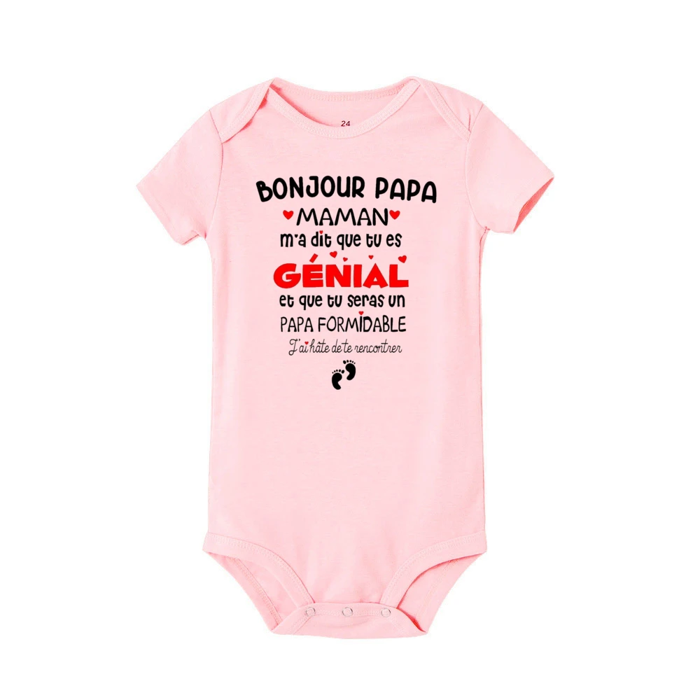 Hello Dad Mom Told Me That You Will Be A Great Dad Baby Bodysuit Pregnancy Announcement Infant Clothes Baby Short Sleeve Romper