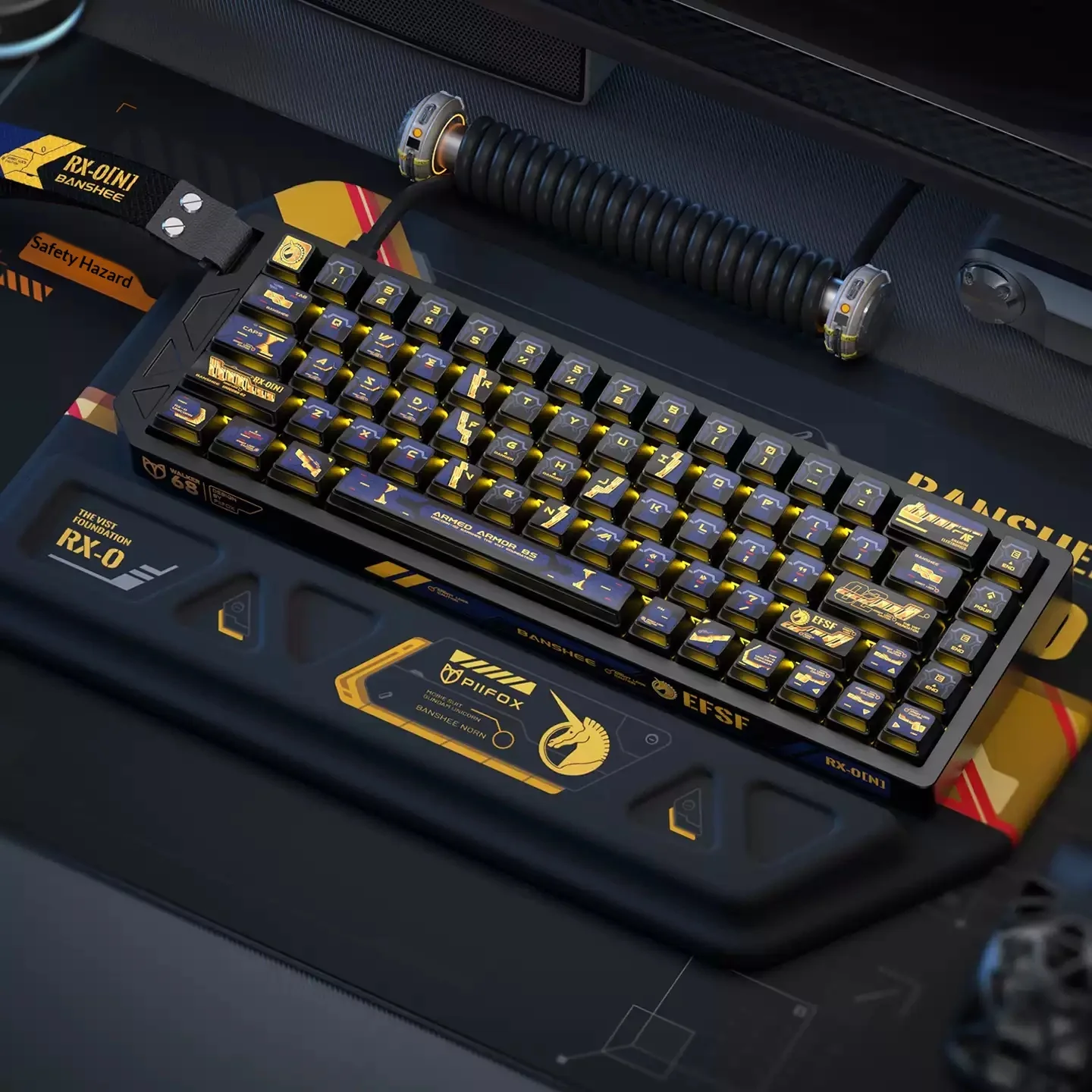 PIIFOX BANSHEE RX-0 PC Keycaps Nuclear Power PBT Transparency Keyboard Keycaps Thermal sublimation and light transmission