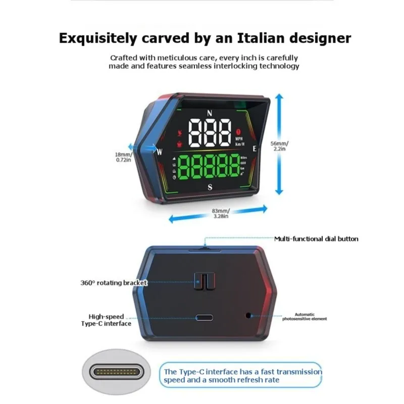 Durable-GPS HUD G21 Car Head-Up Display Digital Speedometer With Big Font MPH KMH Overspeed Warning Alarm