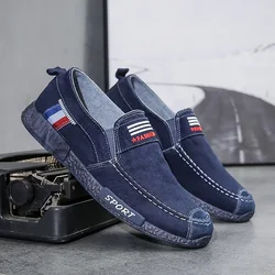 Zapatos de lona informales para hombre, zapatillas vulcanizadas, mocasines sin cordones para conducir, Verano