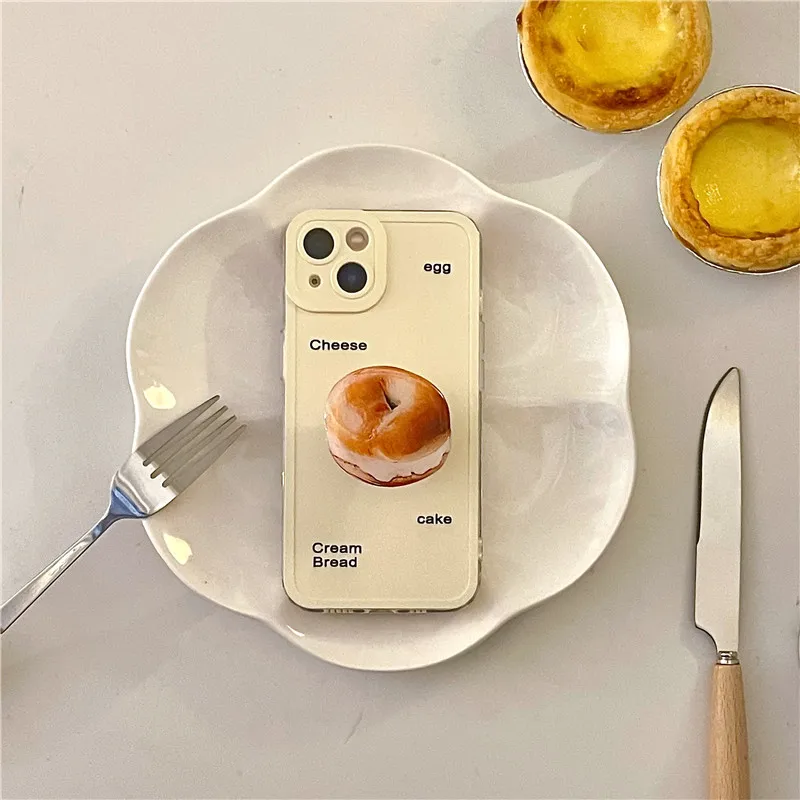 Simple English Bagel Holder Phone Case for IPhone 14 12 13 11 Pro ProMax Plus X XR Xsmax Shockproof Phone Cover