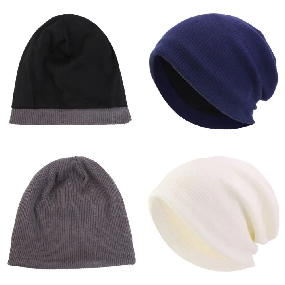 الصلبة اللون طبقة مزدوجة البلوز قبعة تنفس طبقة مزدوجة الوجه التخسيس الحجاب قبعة نسيج محبوك سميكة الدافئة #1