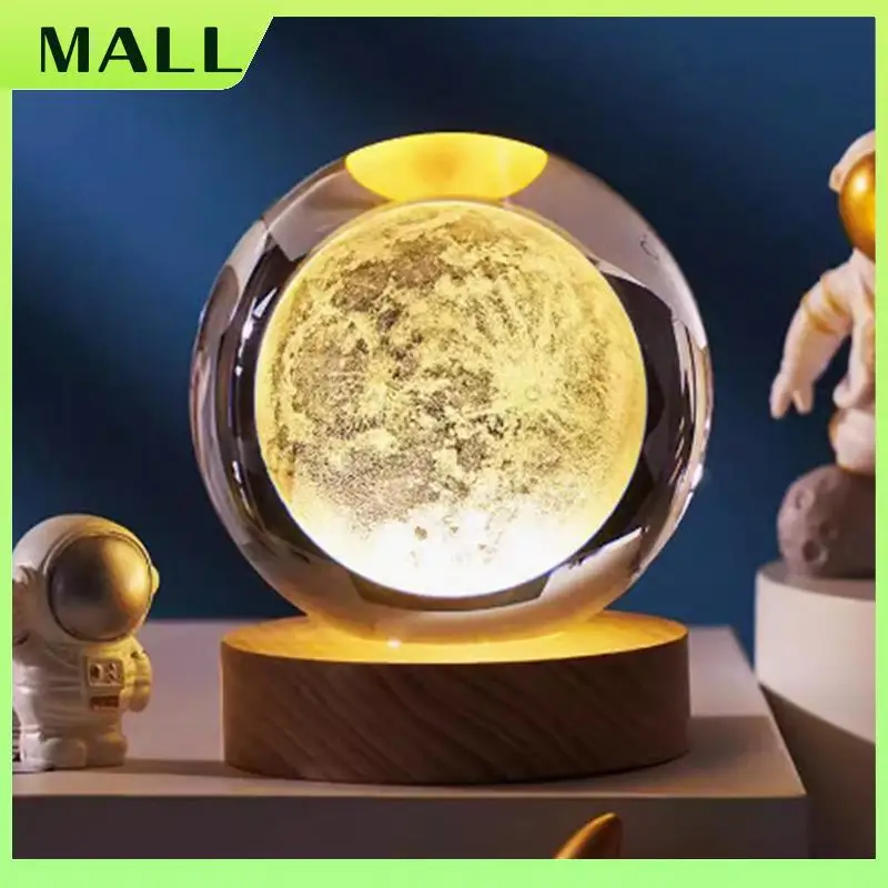 MALL Regalo di San Valentino Lampada a sfera di cristallo galassia Lampada lunare pianeta 3D Luce notturna a LED USB A