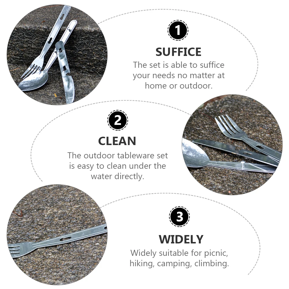 

1 set Stainless Steel Camping Tableware Portable Foldable Cutlery Set Outdoor Utensils for Hiking Picnic BBQ Fork Spoon