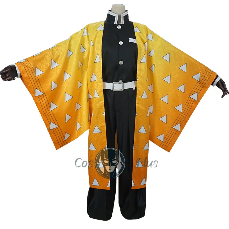 شيطان القاتل تأثيري حلي Agatsuma Zenitsu رائع الأصفر هاوري كيمونو الكبار الملابس أنيمي هالوين كرنفال حفلة موحدة