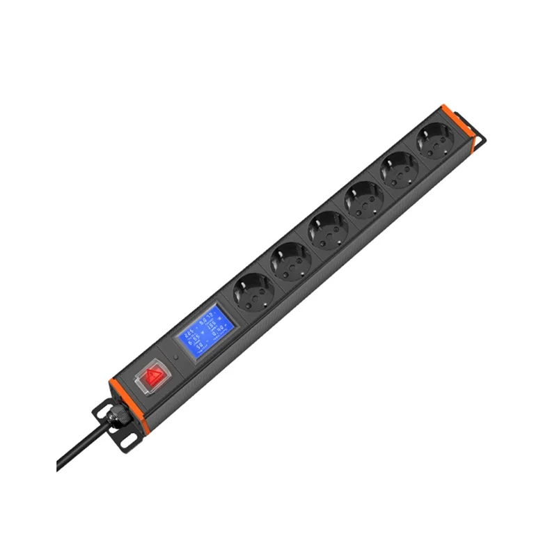 A25P European Standard Rack Mount Power Strip 6 Outlets With Digital Voltage Display Socket For Network Cabinets