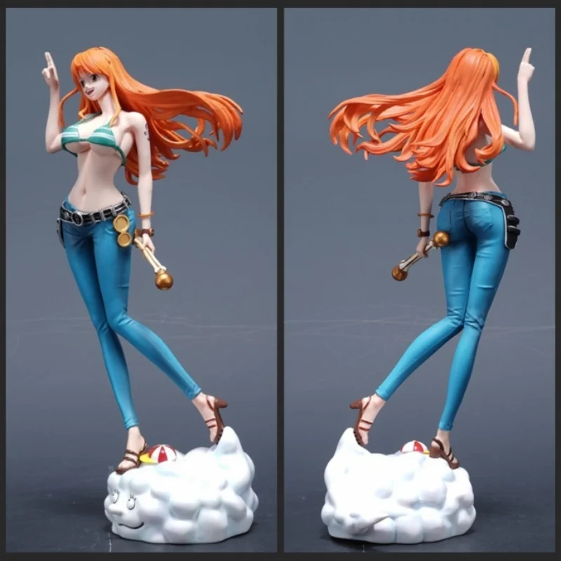 

Bandai 25CM Pirate Wang Nami Little Thief Cat Cloud Base Trendy Play Periphery Collectable Ornament GK Statue Box Set Handmade