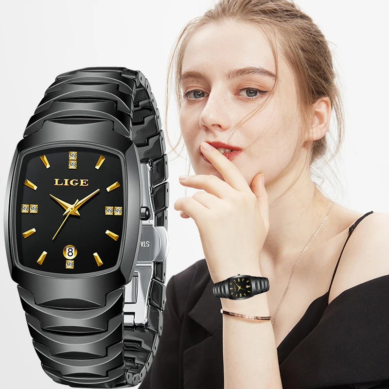 LIGE Elegant Luxury Woman Watch Classic Fashion Casual Simple Dial Ceramic Strap Ladies Bracelet Quartz Women's Wristwatch Gifts
