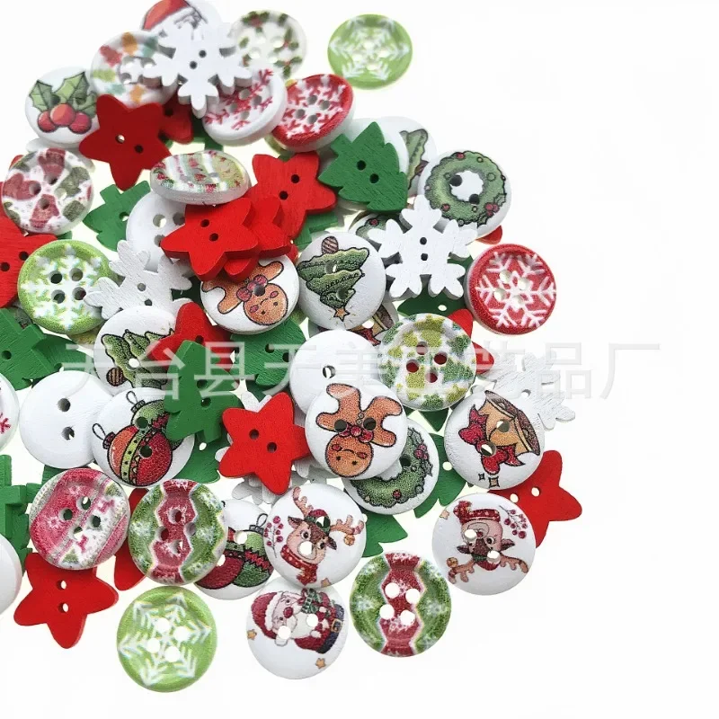 

50PCS Christmas Wooden Buttons Christmas Tree Wood Chips,Snowflake Buttons for Sewing,Christmas DIY Gift Making