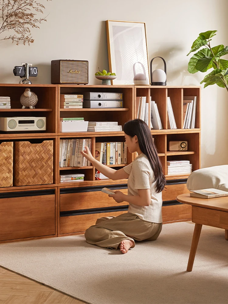 Solid wood combination bookcase, low cabinet, floor cabinet, combination TV cabinet, side cabinet, grid cabinet,storage cabinet