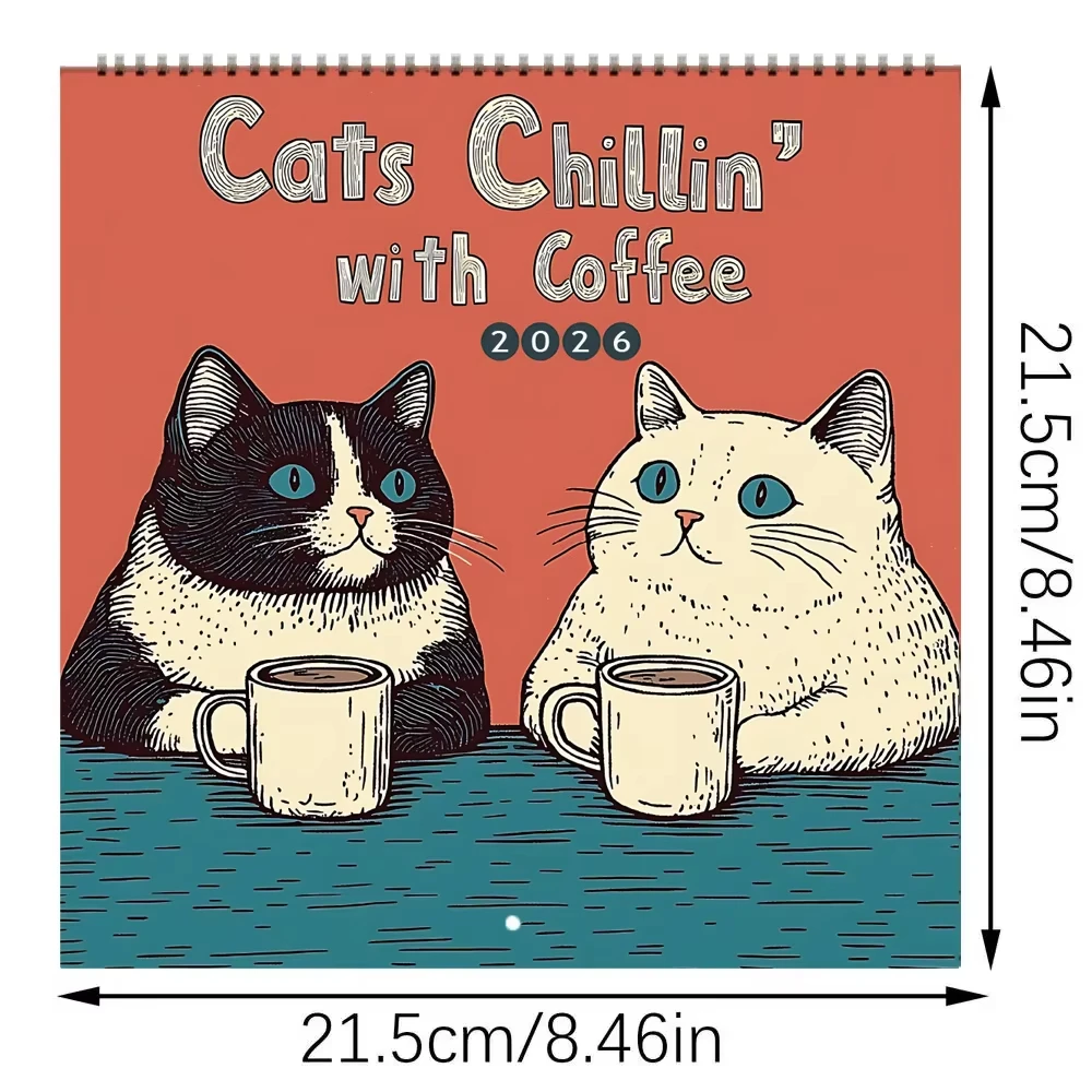 Calendario da parete 2026 Calendario da parete mensile da appendere Design gatto Calendario mensile per agenda familiare da 12 mesi per l'home office