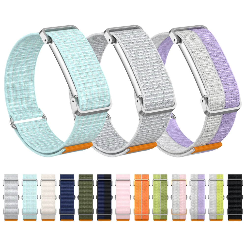 Nylon-Schlaufenarmband für Google Fitbit Air, ultradünn, federleicht, atmungsaktiv, Schnellverschluss-Ersatzband, Metallschutzhülle