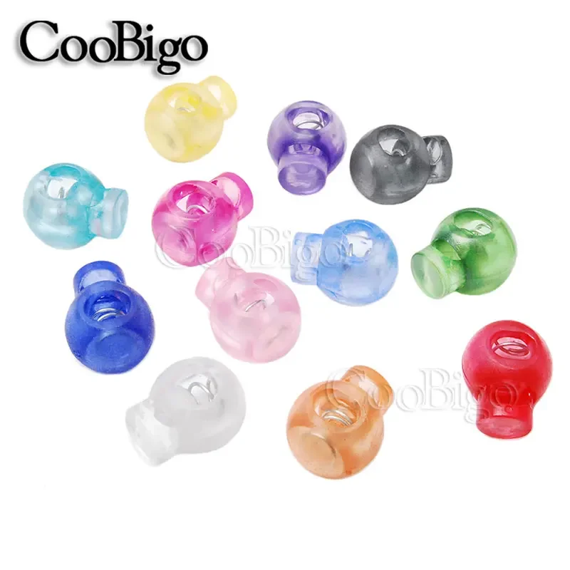 5pcs Plastic Cord Lock Stopper Toggle Clip Clear Spring for Shoelace Drawstring Paracord Lanyard Rope Transparent Colorful