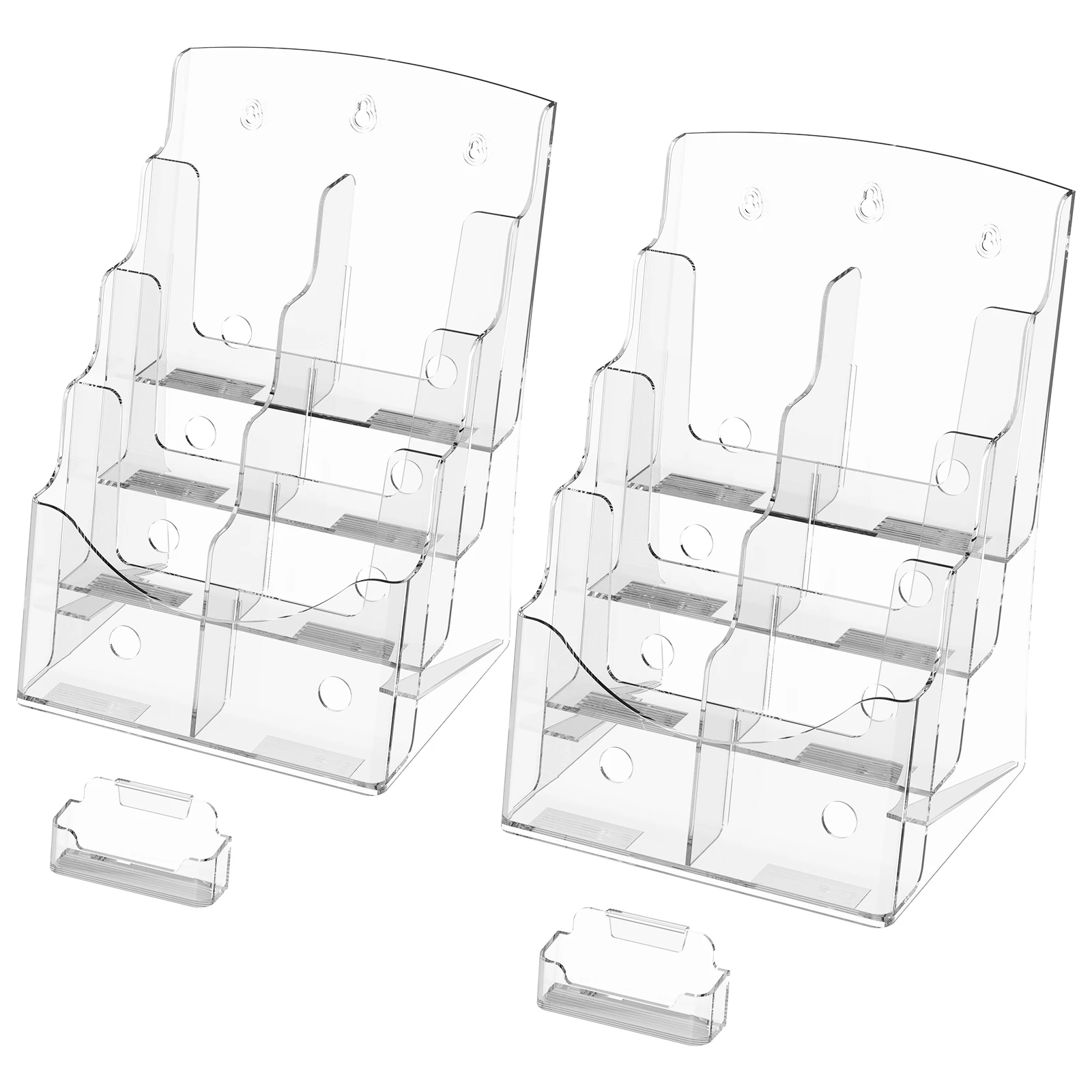 

2 шт. 4-уровневый органайзер для игровых карт с 2 съемными разделителями, прозрачный держатель, чехол для открыток, пустая коробка для хранения, дисплей для брошюр