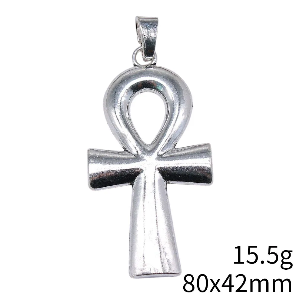 IFOCUS 2pcs/Lot Ancient Egyptian Key Of Life Ankh Cross Pendant For DIY Jewelry Making Zinc Alloy 80x42mm/3.15x1.65inch