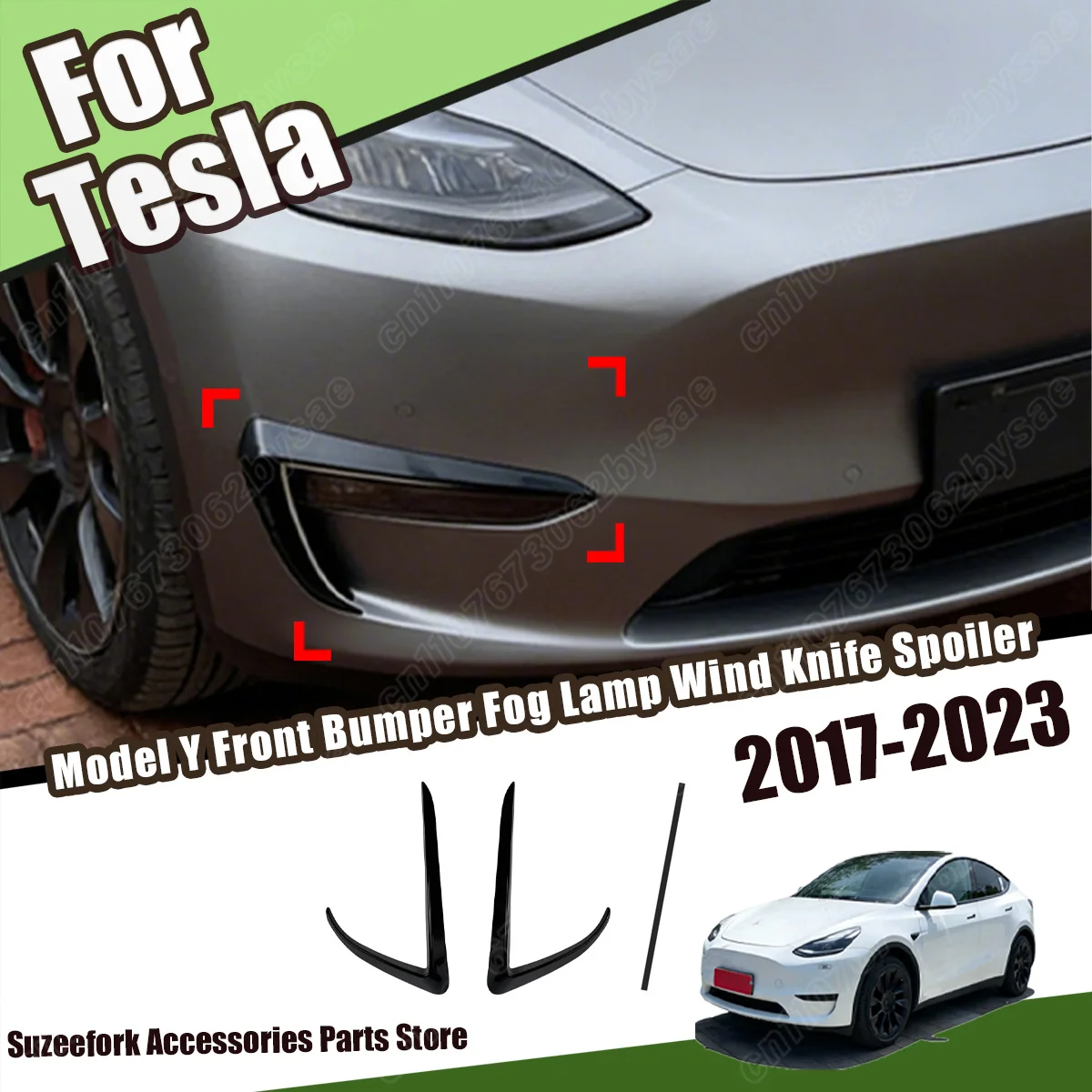 For Tesla Model Y 2017 2018 2019 2020 2021 Car Front Bumper Fog Light Spoiler Sport Style Vehicle Fog Lamp Eyebrow Cover Guard