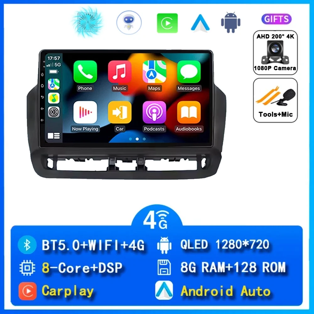 Autoradio voor Seat Ibiza 2012 - 2015 QLED Android 15 Multimedia Videospeler GPS 4G WIFI CarPlay Auto Wireless Stereo Geen 2Din